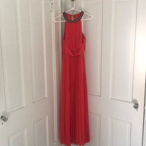 Coral floor length gown